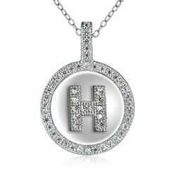 Sterling Silver Initial Pendant with Micro-pave CZs - Alphabet